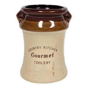 Vtg Brown Stoneware Pottery Country Kitchen Gourmet Toolery MCM Farmhouse Decor